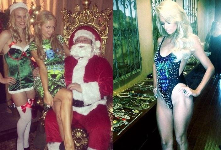Paris Hilton Şaxta babanın qucağında - fotolar