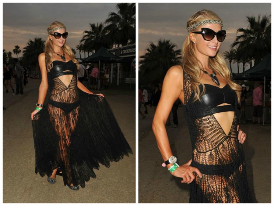 Paris Hilton festivala yarıçılpaq gəldi – fotolar 