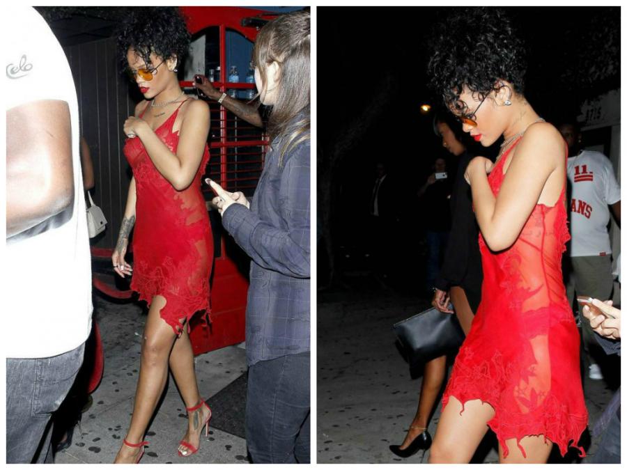Rihanna yataq paltarı ilə çölə çıxdı - fotolar