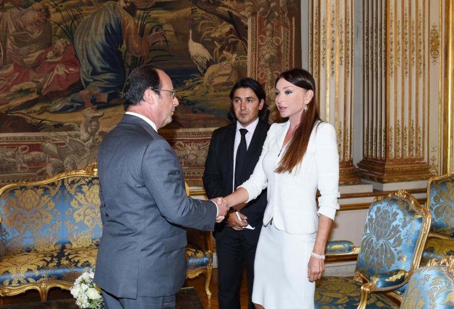 Mehriban Əliyeva Fransa prezidenti ilə görüşdü - fotolar