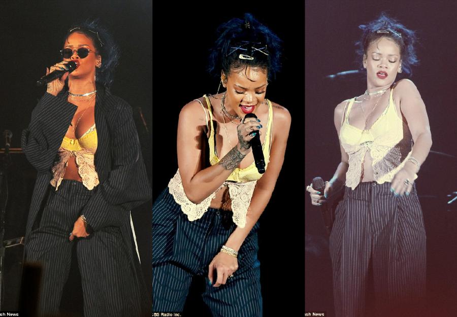 Rihanna səhnədə soyundu - fotolar