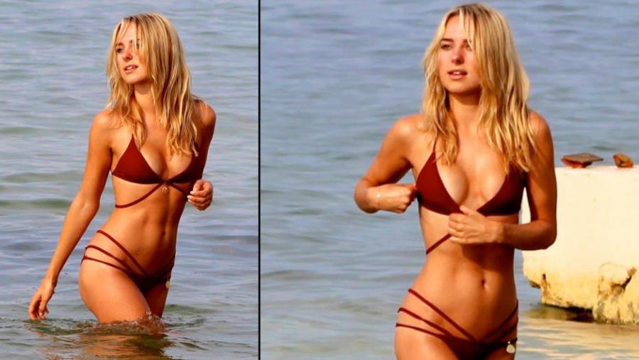 Özünün dizayn etdiyi bikini ilə dənizə girdi - fotolar 