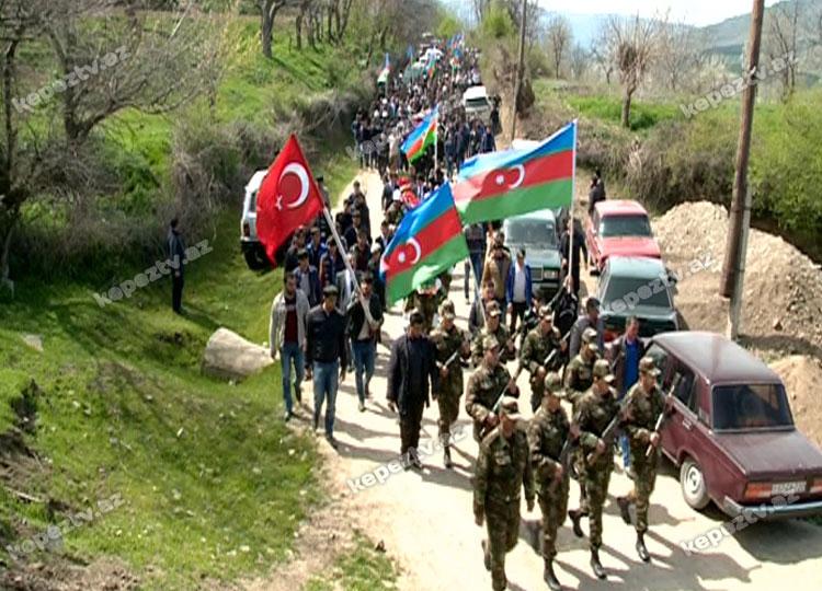 Şəmkirli şəhid doğma kəndində dəfn edilib - fotolar