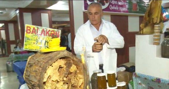 Bal yarmarkasında qeyri-adi “bal ağacı” - video