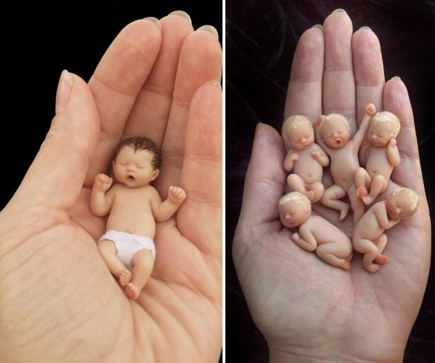 Körpələrin miniatür heykəllərini düzəldir – fotolar