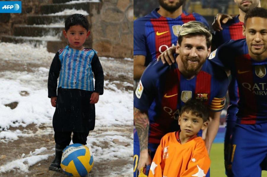 Messi 6 yaşlı əfqan uşaqla meydana çıxdı - video+foto