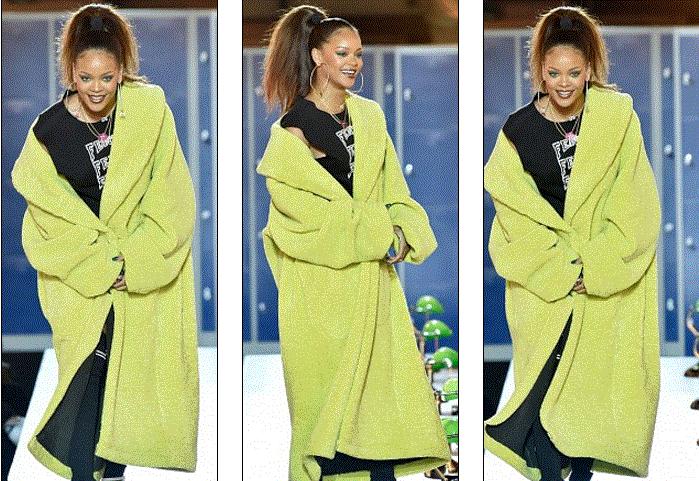 Rihanna modellərlə podiuma çıxdı - fotolar