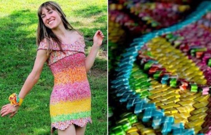 10 min konfet kağızından libas hazırladı - fotolar 