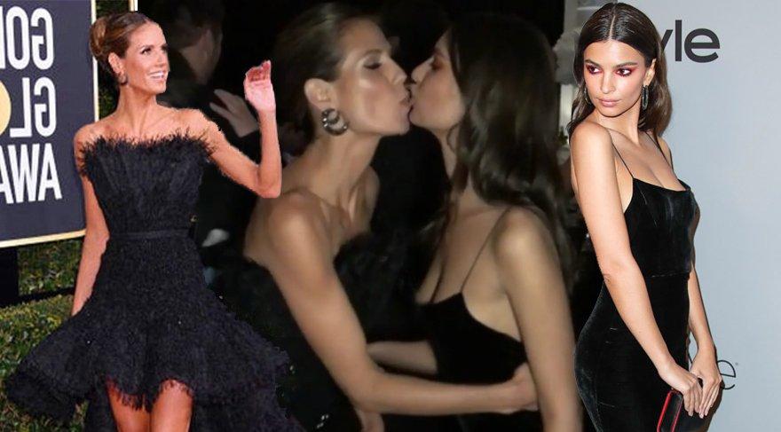 İki məşhur qadın model dodaq-dodağa - fotolar 