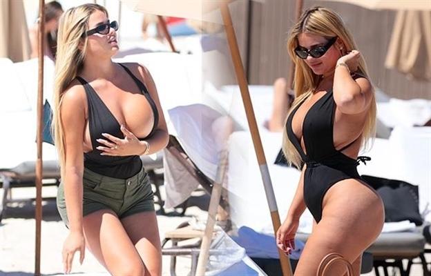 Ombası ilə məşhur olan model Mayami sahillərində - fotolar 