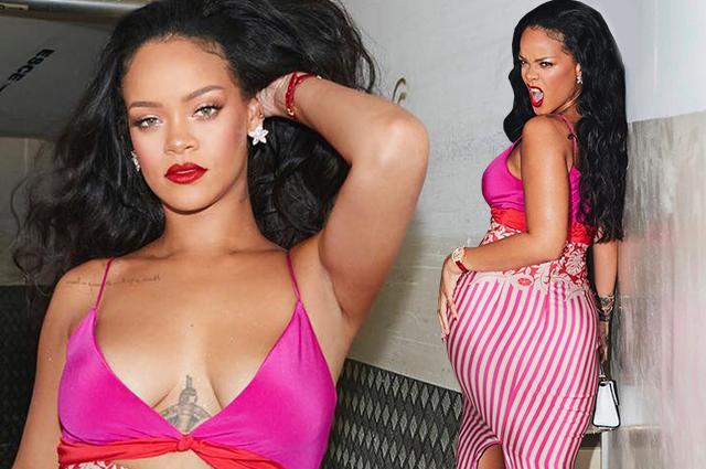 Rihannanın sinə dekolteli paltarı -  Fotolar