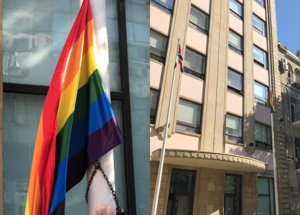 Bakıda Səfirlik binasından LGBT bayrağı asıldı