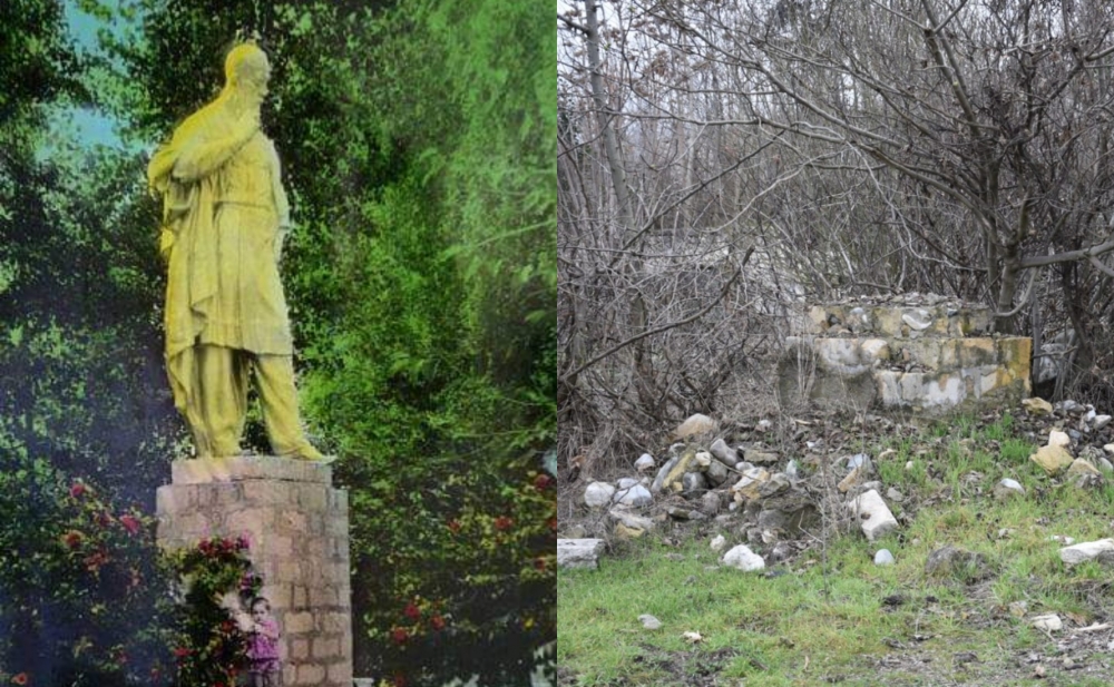 Məhəmməd Füzulinin heykəlinin qalıqları tapılıb -  Fotolar