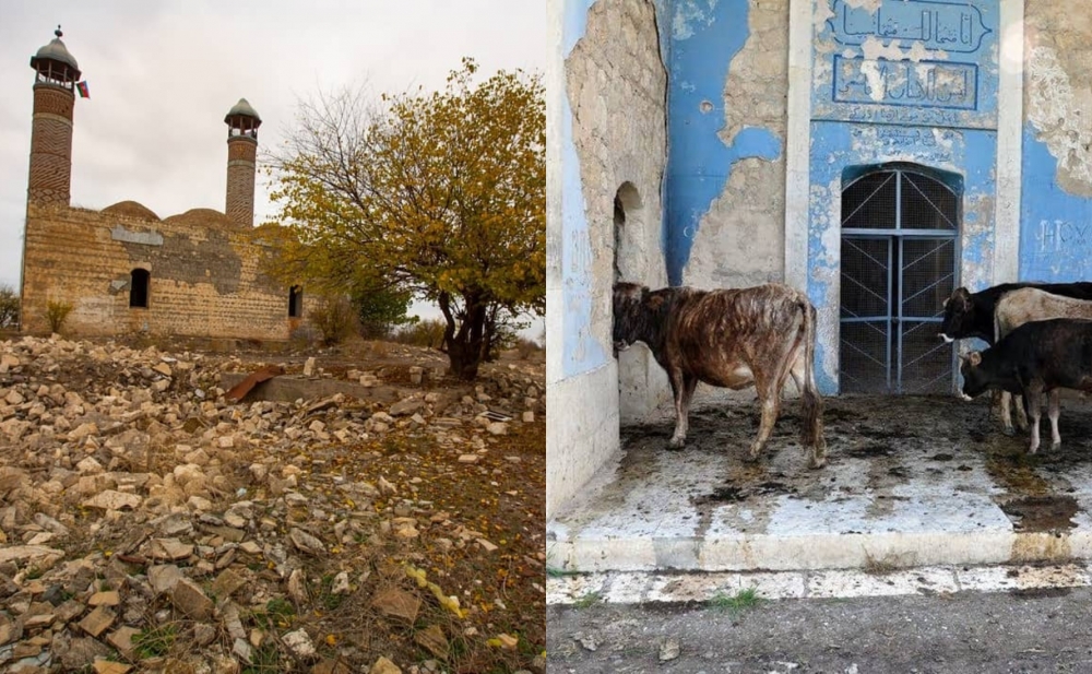 "İşğal edilib, dağıdılıb və içində heyvan saxlanılıb" - Fotolar