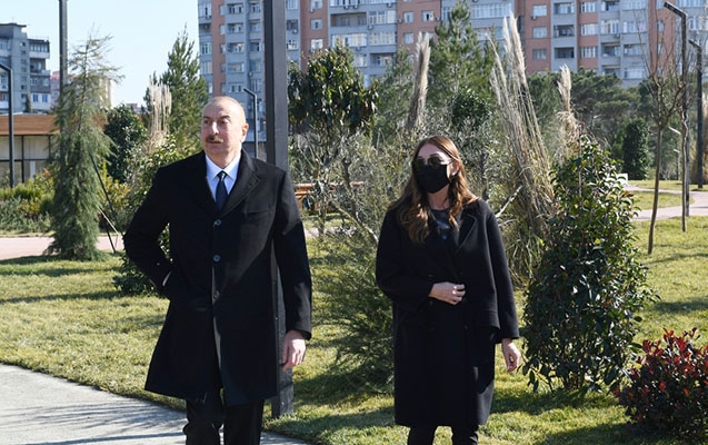 Prezident və xanımı yeni parkda - Fotolar