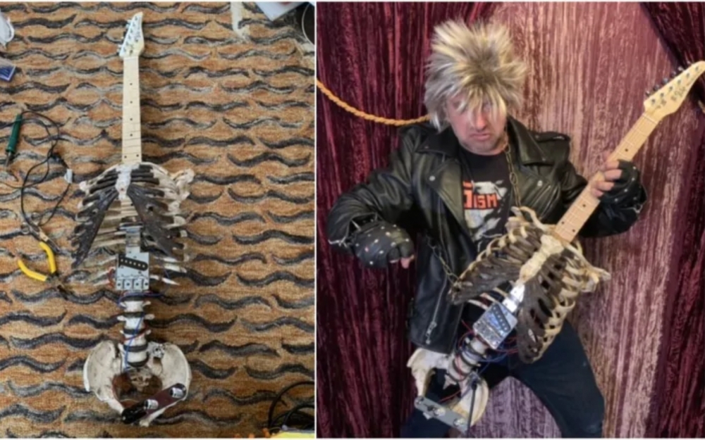 Əmisinin skeletindən gitara hazırladı - Video+Fotolar