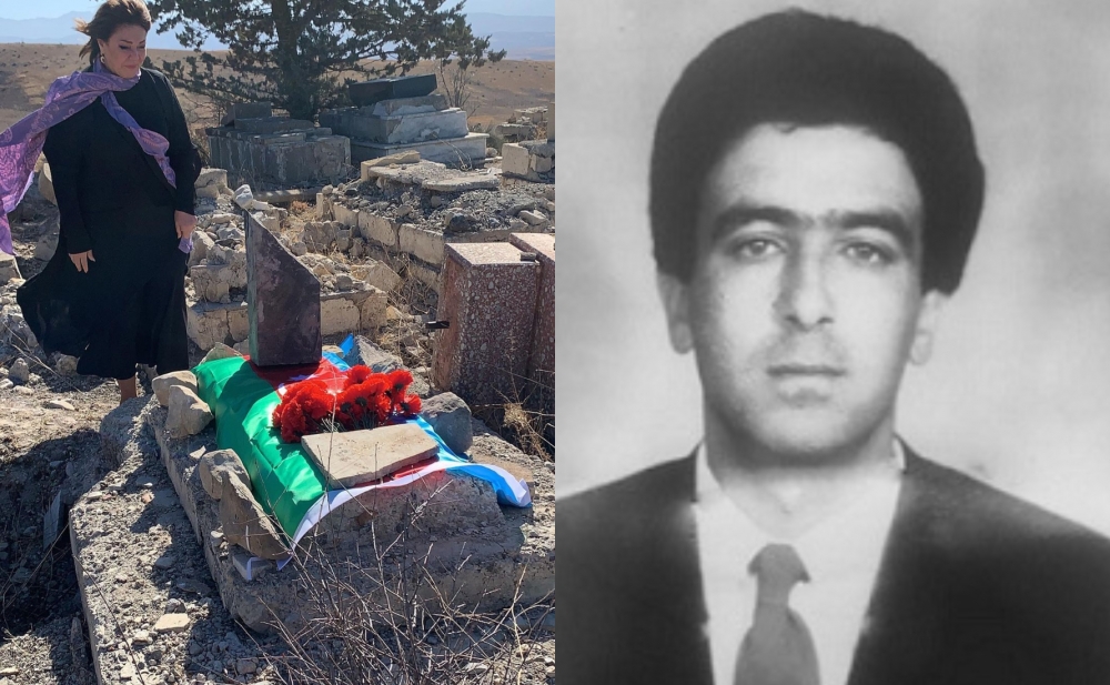 Gülüstan Əliyeva 30 ildən sonra ərinin Cəbrayıldakı məzarını tapdı - Fotolar
