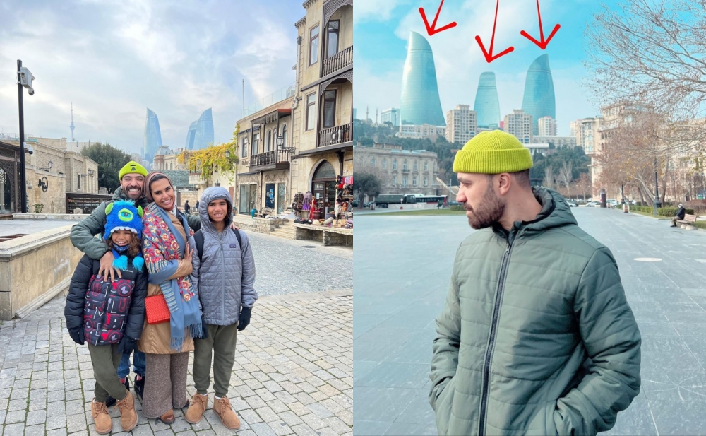 Məşhur ərəb bloger ailəsi ilə Bakıda - Video+Fotolar