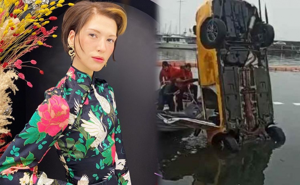 İçində türkiyəli modelin olduğu taksi dənizə düşdü - Fotolar