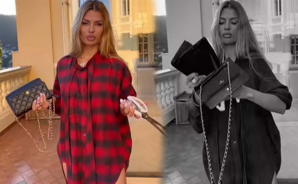 "Chanel"ə etiraz olaraq çantasını doğradı - Video