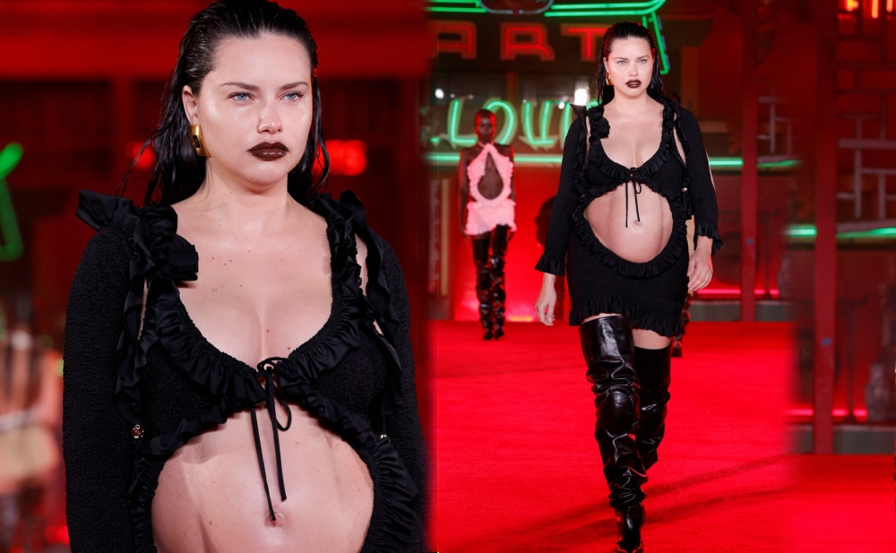 Hamilə Adriana Lima podiumda - Fotolar