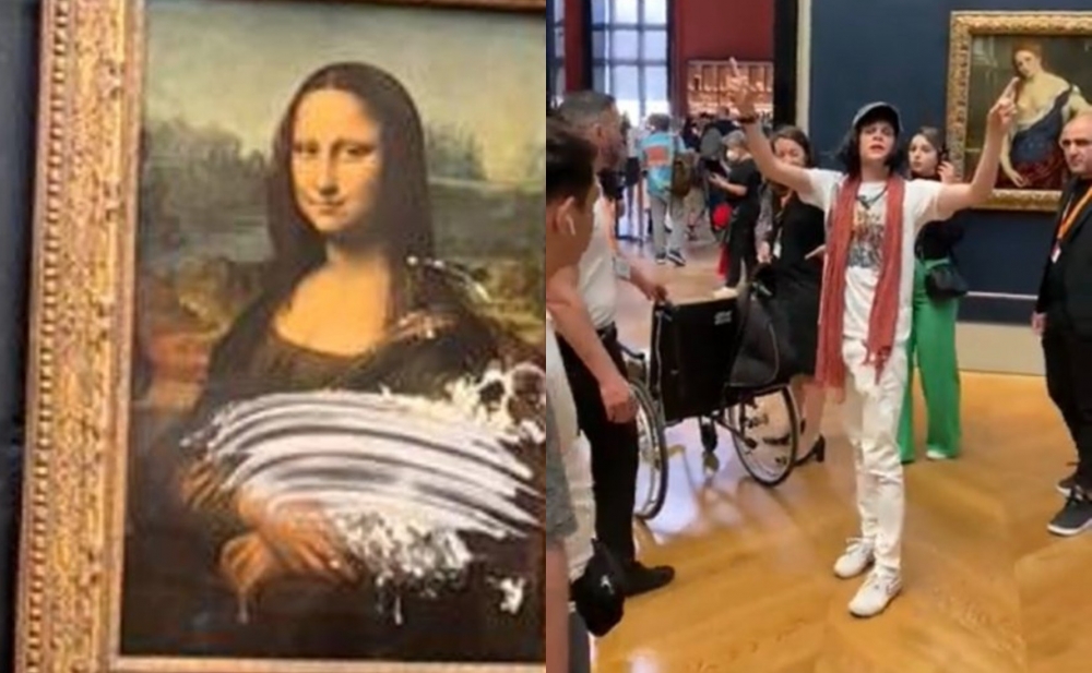 Bu dəfə “Mona Liza”ya tort atdılar - Video