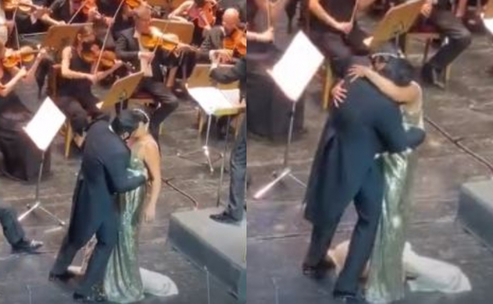 Yusif etirazla qarşılanan konsertdə Anna ilə öpüşdü - Video