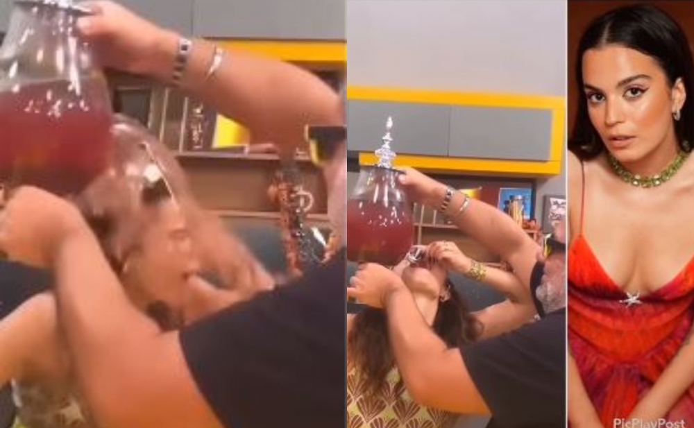 Şüşə partladı, şərbət üzünə töküldü - Video