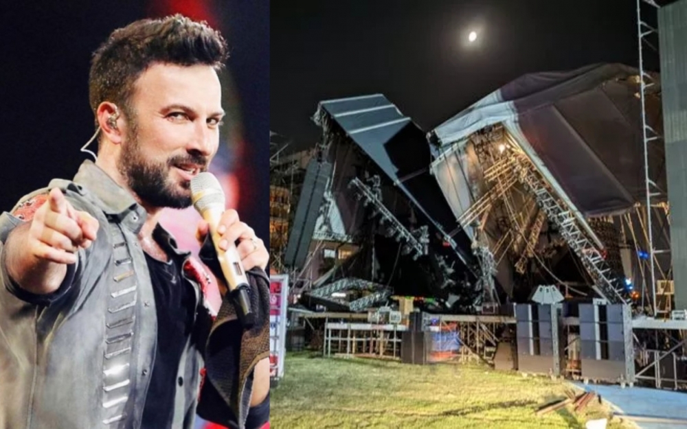 Tarkanın konsert verəcəyi səhnə aşdı, yaralılar var - Video