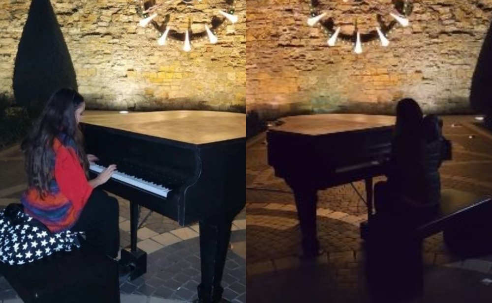 Leyla Əliyeva İçərişəhərdə piano ifa etdi - Video
