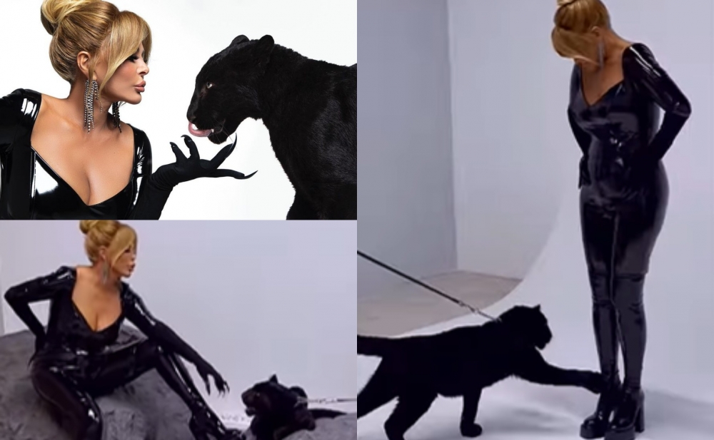 Aygün Kazımova bəbirlə çəkilişindən video paylaşdı
