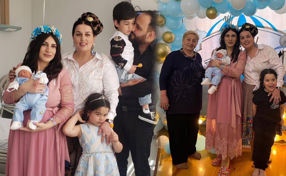 Elza Seyidcahan gəlini və nəvələri ilə - Fotolar