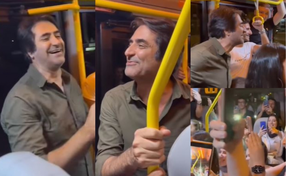 Mahsun Kırmızıgül avtobusda mahnı oxudu - Video