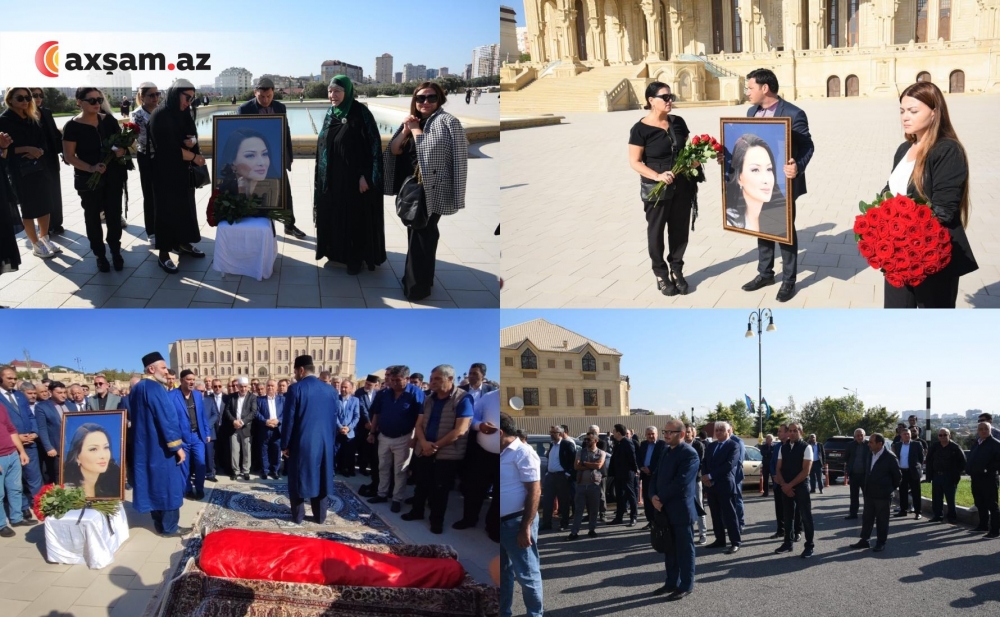 Qənirə Paşayeva ilə vidalaşmağa yığışanlar - Fotolar