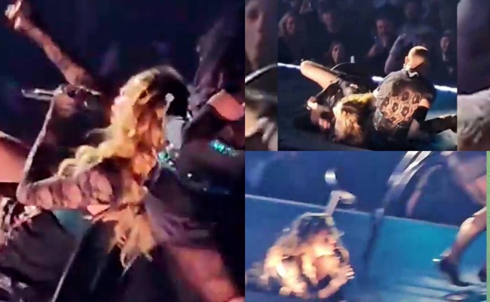 Madonna səhnədə yıxıldı - Video