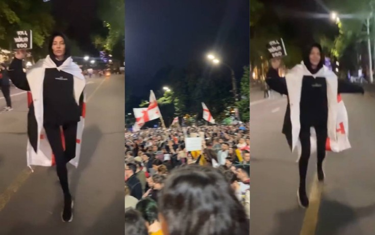 Günay Gürcüstandakı mitinqdə - Video