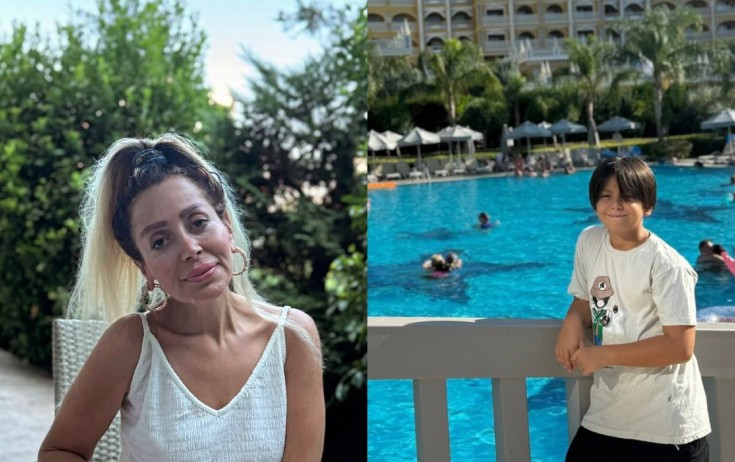 Emma oğlu ilə belə dincəlir - Fotolar