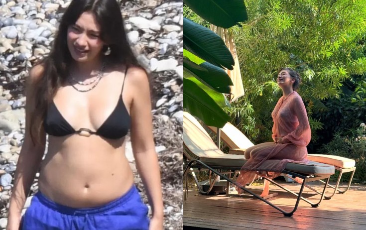 Ana olmağa hazırlaşan Neslihan çimərlikdə görüntüləndi