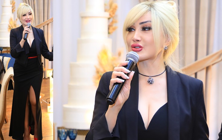 Məleykə Əsədovanın uzun yarıqlı və sinə dekolteli geyimi - Fotolar