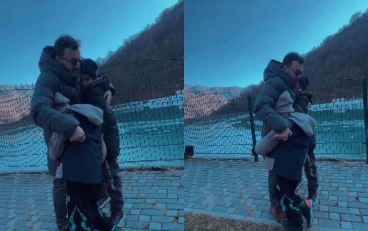 Elvinin oğulları ilə istirahəti - Video