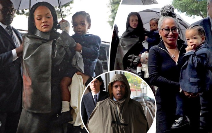 Rihanna oğulları ilə nişanlısının məhkəməsində - Fotolar