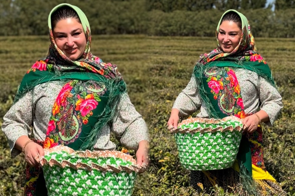 Bu dəfə çay plantasiyasında obyektiv qarşısına keçdi