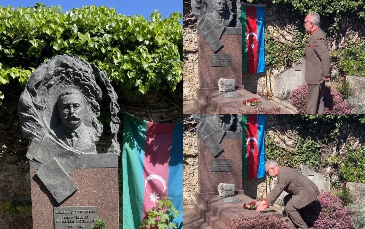 Topçubaşovun Parisdəki məzarını ziyarət etdi - Foto