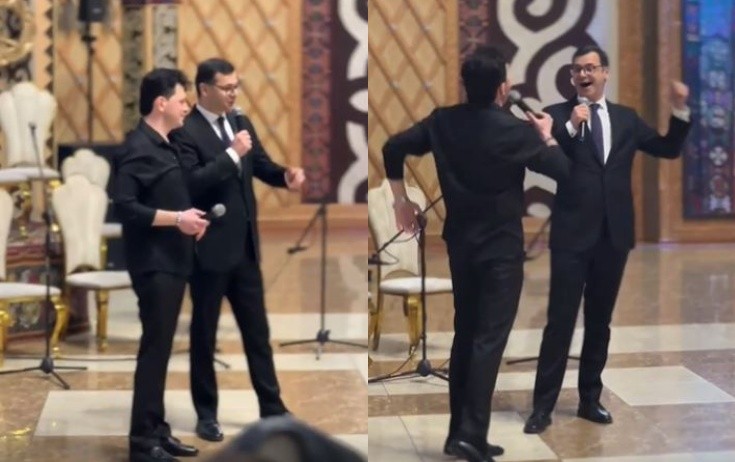 Nazir müşaviri rəsmi ziyafətdə mahnı oxudu - Video