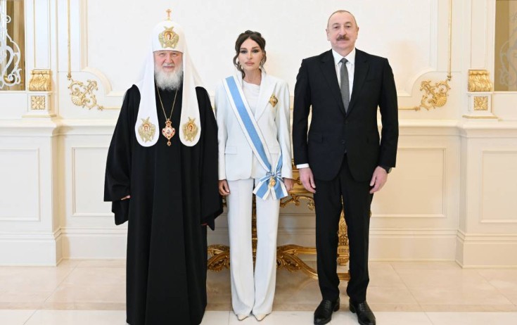 Prezident və xanımı Patriarx Kirill ilə görüşüb - Fotolar