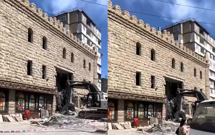 “Şəki” restoranı sökülür - Video