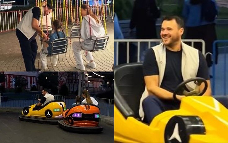 Emin xanımı və qızı ilə parkda - Video