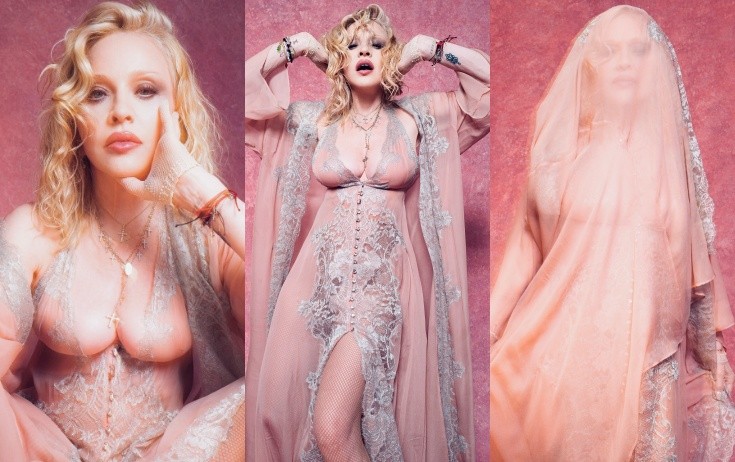 67 yaşlı Madonna transparan geyimdə - Fotosessiya