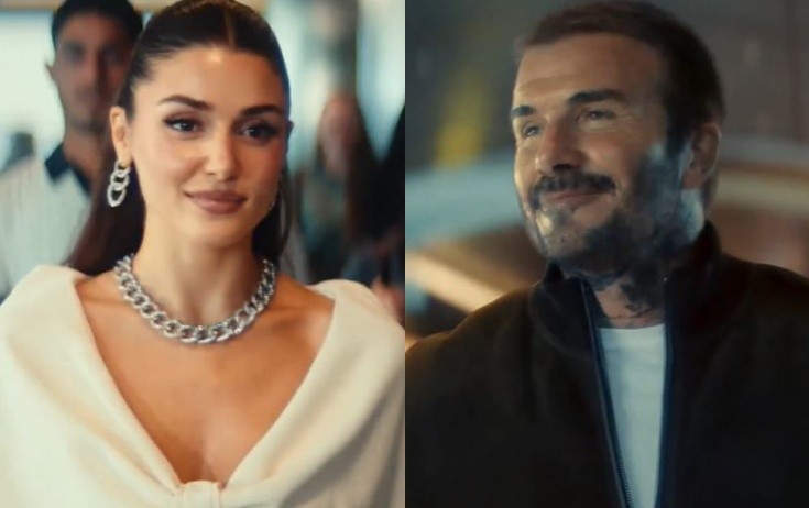 Hande Erçel Devid Bekhemlə eyni reklamda