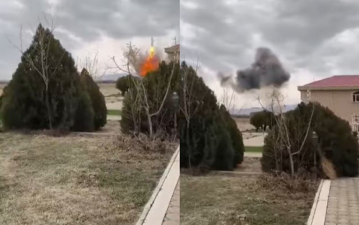 Dron məktəbin yaxınlığına belə düşüb - Video